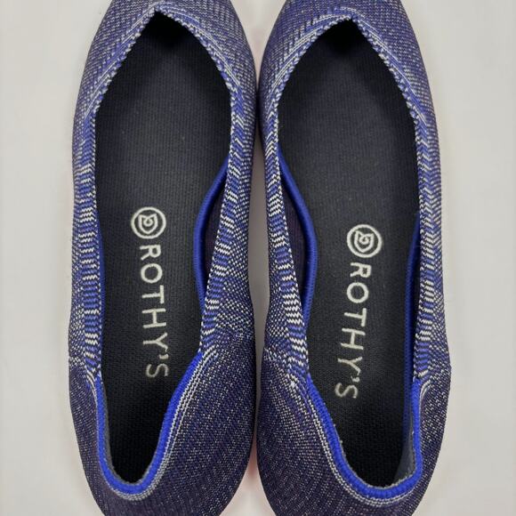 Rothy's The Point 10.5 Bright Blue Birdseye Pointed Toe Flats Shoes Retired - Picture 5 of 8
